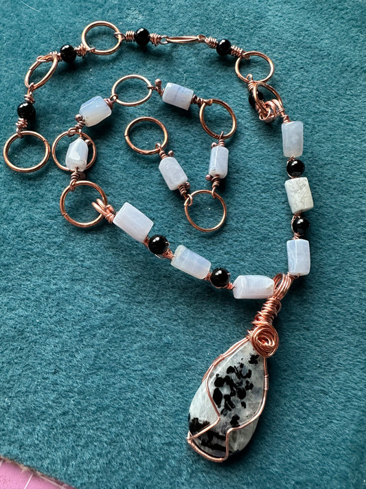 Agate And Black Obsidian Statement Necklace