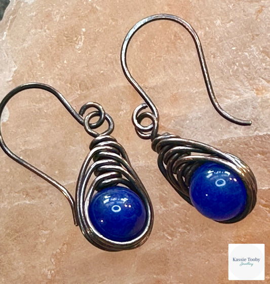 Lapis Lazuli Herringbone Earrings