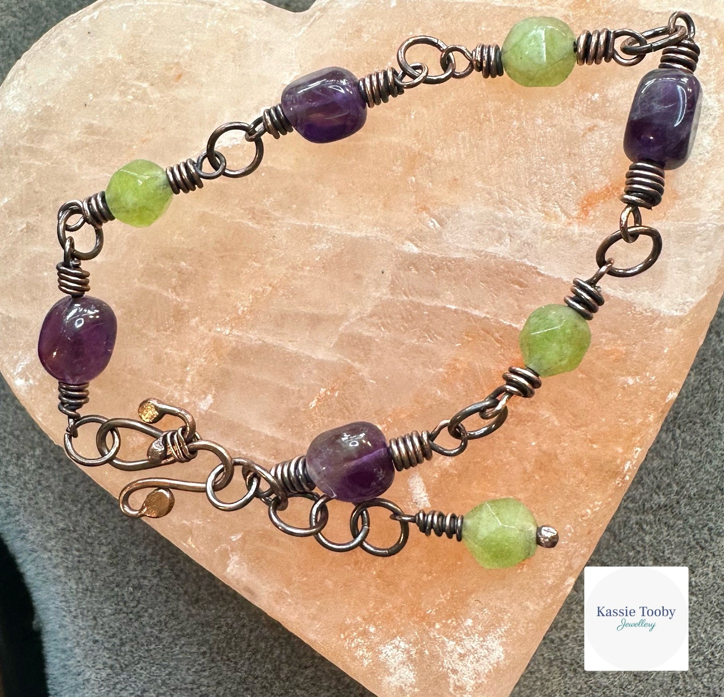 Chunky Amethyst And Olivine Bracelet