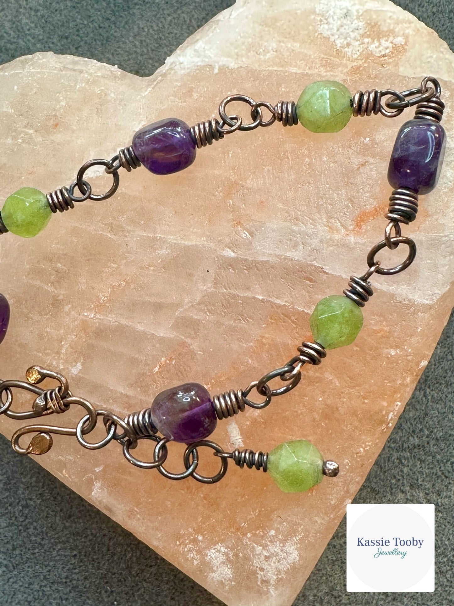 Chunky Amethyst And Olivine Bracelet