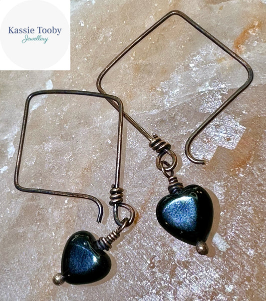 Black Hearts And Diamonds Earrings